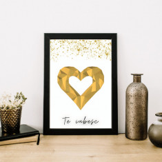 Art Valentine s Day - gold Heart - digital
