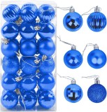 Set de 36 globuri pentru brad ZoneYan, plastic, albastru, 4 x 4 cm