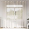 Perdele Voile Crem 140x245 cm vidaXL, 2 buc, Ochiuri Metalice, Semitransparente, Poliester