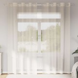 Perdele Voile Crem 140x245 cm vidaXL, 2 Bucati, Semi-transparente, Poliester, Ocheti, Dormitor, Living