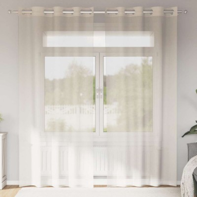 vidaXL Perdele Voile cu Oeli 2 buc Crem 140x245 cm foto