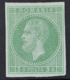 Romania 1872 - Carol l ,, Paris &#039;&#039;,3 bani verde pe verzui