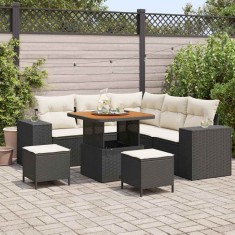 vidaXL Set de canapele pentru grădină 8 pcs Negru poliratan 3362000