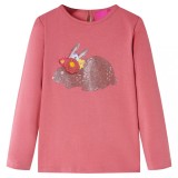 Cumpara ieftin Tricou pentru copii cu m&acirc;neci lungi, roz antichizat, 116