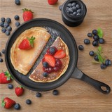 Tigaie grill fonta Navaris, 25.4 cm, negru, compatibila inductie, durabila, NAV0000100Q006C