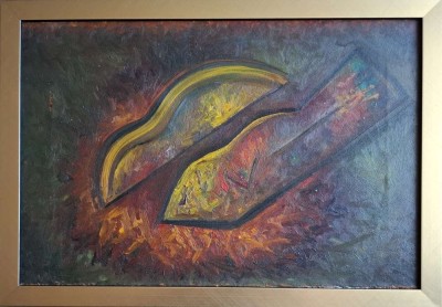 Compoziţie abstractă, pictură pe p&amp;acirc;nză, nesemnată foto
