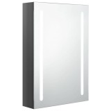 Cumpara ieftin Dulap de baie cu oglinda si LED, gri stralucitor, 50x13x70 cm