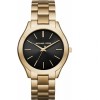 Ceas Dama Michael Kors MK3478 Slim Runway, Cadran Negru-Auriu, Bratara Metalica Aurie, 42mm, Rezistent la Apa 5ATM