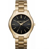 Ceas de damă MK 3478 cu cadran negru auriu Michael Kors Slim Runway