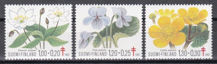 Finlanda 1983 - Lupta &icirc;mpotriva tuberculozei - Flori, MNH