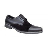 Oferta marimea 41 Pantofi barbati casual din piele naturala, culoare neagra L858NN, GKR Ciucaleti