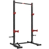 SPORTNOW Rack pentru Genuflexiuni cu Bară Tracțiuni, Lățime Reglabilă, Suport Discuri, Oțel, 500 kg, Roșu | Aosom Romania