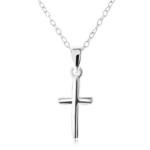 Colier din argint 925, cruce model latin pe un lanț cu zale ovale