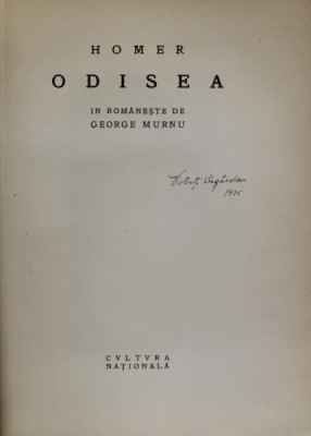 ODISEA de HOMER , in romaneste de GEORGE MURNU , 1924 foto