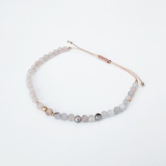 Bratara cu cuart roz si ametist cu elemente aurii din otel inoxidabil