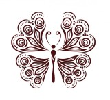 Cumpara ieftin Sticker decorativ Fluture, Visiniu, 60 cm, 1155ST-2, animale si pasari, Oem