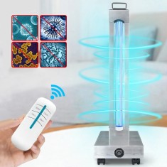 Lampa bactericida uvc 150w portabila, cu ozon, din inox, telecomanda si temporizator, 120 mp, efect germicid foto