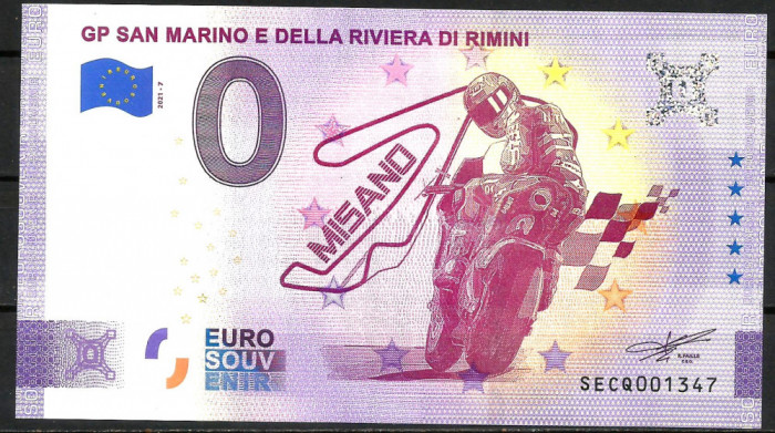 !!! RARR : 0 EURO SOUVENIR - ITALIA , MISANO , GP SAN MARINO - 2021.7 - UNC