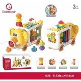 Jucarie educativa 5 in 1 &ndash; Elefantel interactiv cu forme, sortare si cuburi de stivuit