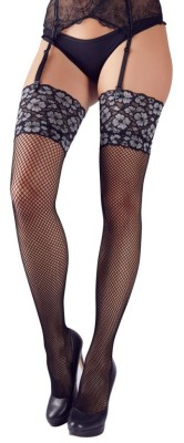 Stockings, Cottelli Legware, black/silver - L/XL foto