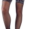Stockings, Cottelli Legware, black/silver - L/XL