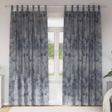 Draperii din catifea 2 buc cu tab top Gri argintiu 225x140 cm