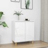 Servantă &amp; picioare lemn masiv alb extralucios 60x35x70cm PAL