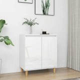 Servantă &amp; picioare lemn masiv alb extralucios 60x35x70cm PAL
