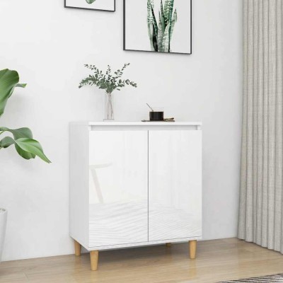 Servantă &amp;amp; picioare lemn masiv alb extralucios 60x35x70cm PAL foto