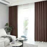 Draperie din catifea blackout cu rejansa transparenta cu ate pentru galerie, Madison, 150x270 cm, densitate 700 g/ml, English Walnut, 1 buc