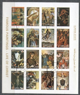Ajman 1973 Painting, Religion, mini imperf.sheetlet, used T.015 foto