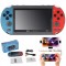 Consola portabila Bedee X7, 4.3 inch, 8GB, rosu si albastru, suporta jocuri arcade 8-bit, 16-bit, 32-bit, 64-bit