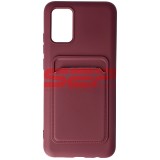 Husa Samsung Galaxy A02s Burgundy cu Suport Card, Toc TPU Flexibil