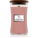 Woodwick Pressed Blooms &amp; Patchouli lum&acirc;nare parfumată cu fitil din lemn 609.5 g