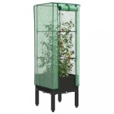 vidaXL Strat &icirc;nălțat cu husă de seră, aspect ratan, 40x40x140 cm