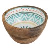 Bol Lemn Emailat, Model Aztec, Multicolor, Diametru 13cm, &Icirc;nălțime 7cm, Capacitate 480ml, Oem