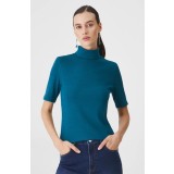 Medicine tricou femei, culoarea verde, cu guler
