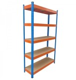 Raft metalic PROFESIONAL Premium 2000x1200x500 mm (HxLxl) lacuit albastru/portocaliu 5 polite MDF, 2500 kg, 7 ani garantie, PLUS