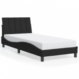 VidaXL Cadru de pat cu lumină LED, negru, 90x190 cm, catifea