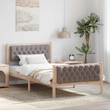 vidaXL Cadru de pat Gri taupe 100 x 200 cm Lemn de pin masiv 878422