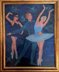 BALERINI, tablou original , pictat in ulei pe panza, inramat, 57x47 cm cu rama