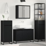 Cumpara ieftin Set de mobilier pentru baie 4 buc. Stejar Negru Lemn prelucrat