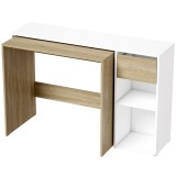 HOMCOM Set 2 birouri gigogne pentru calculator, 80/117 cm, cu sertar și etajere deschise, alb și stejar | Aosom Romania