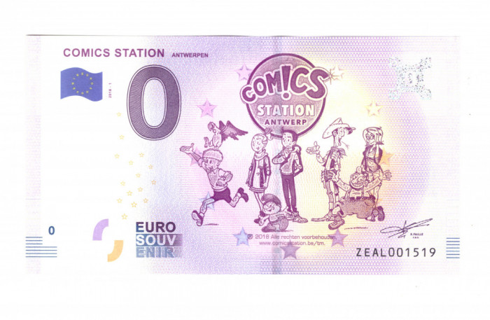 Bancnota souvenir Belgia 0 euro Comics Station Antwerpen, 2018-1, UNC