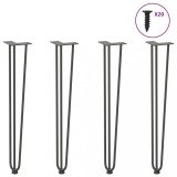 VidaXL picioare tip ac de păr pentru masă consolă, antracit, 72 cm, oțel masiv, 4 buc.