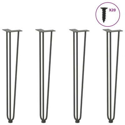 picioare tip ac de păr pentru masă consolă, antracit, 72 cm, oțel masiv, 4 buc. foto