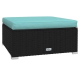 Cumpara ieftin Taburet de gradina cu perna, negru, 70x70x30 cm, poliratan