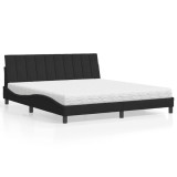 VidaXL Pat cu saltea, Hanko, negru, 180x200 cm, catifea 3208612