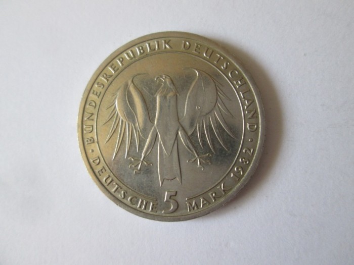 Germania Federala 5 Mark 1982 UNC Goethe moneda comemorativa