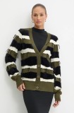 Silvian Heach cardigan MANFRED femei, culoarea verde, light, GPA24078CD